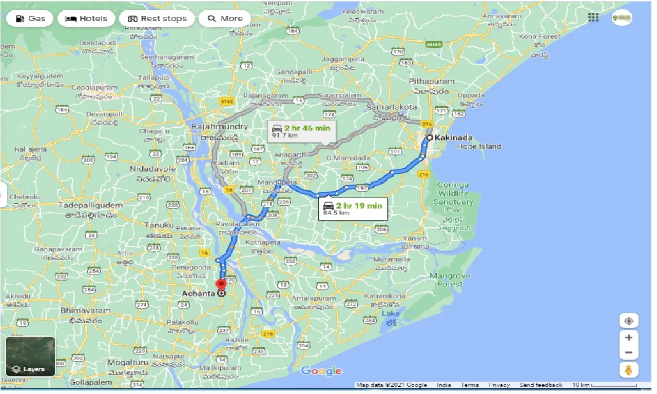 kakinada-to-achanta-one-way