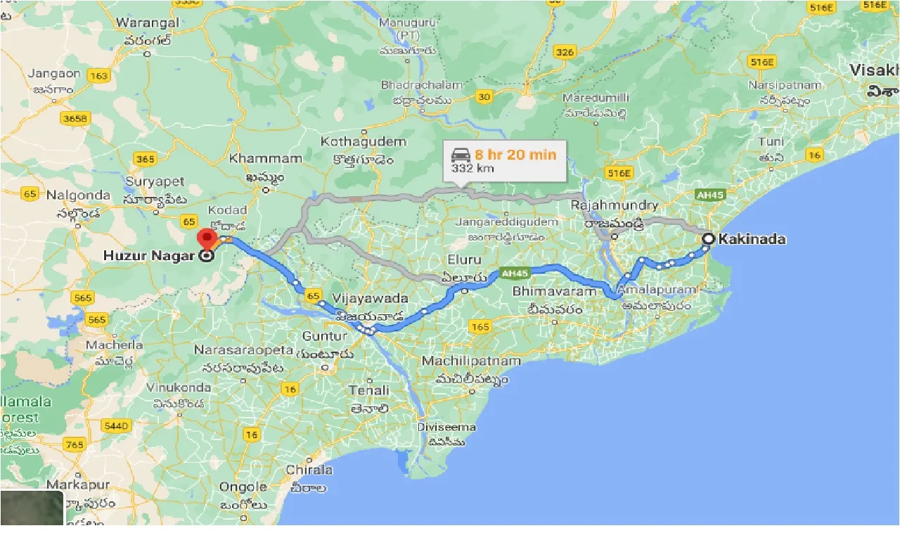 kakinada-to-huzur-nagar-one-way