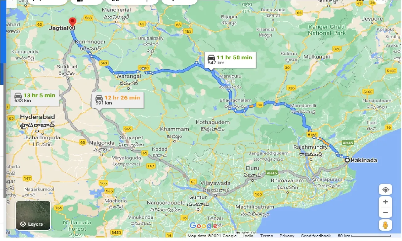 kakinada-to-jagtial-one-way