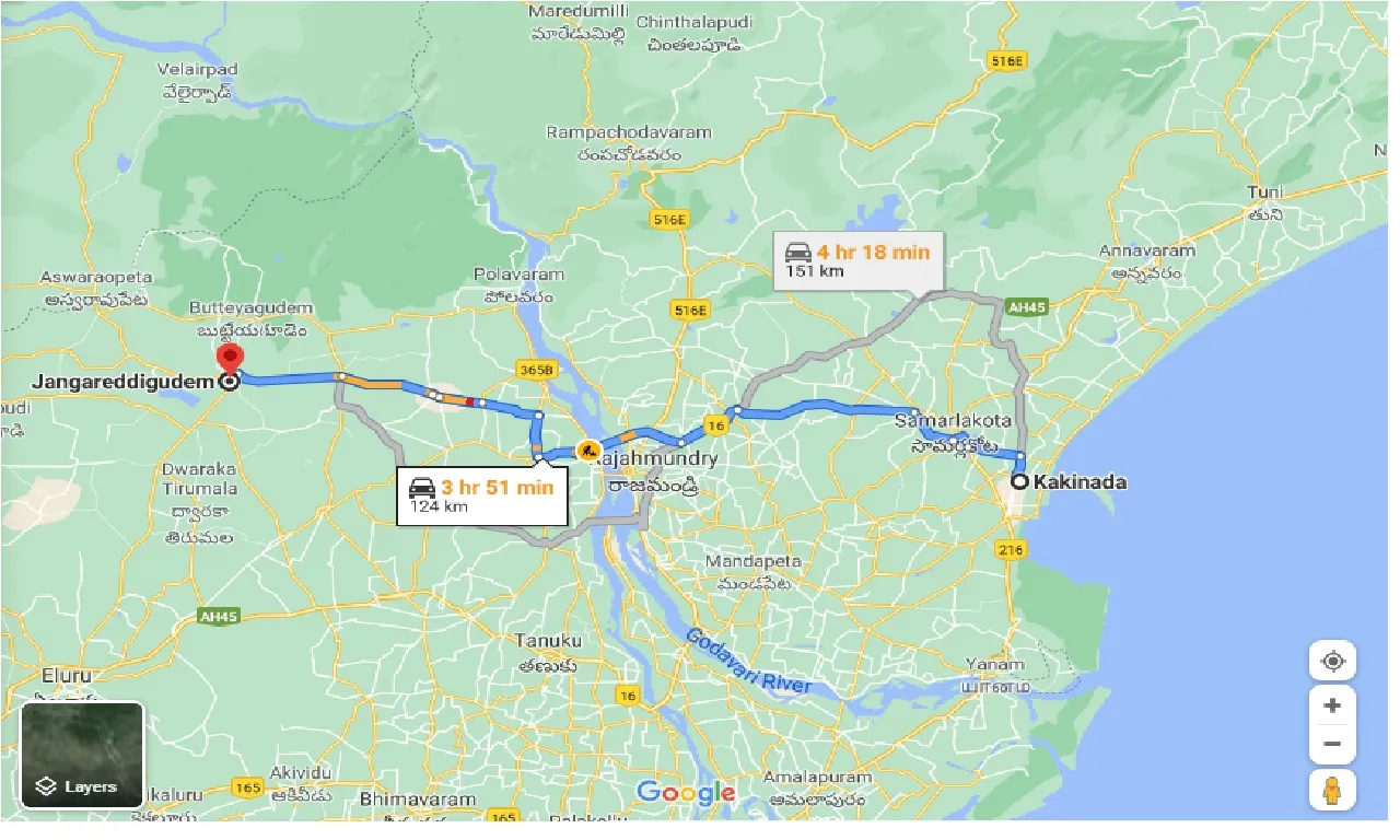 kakinada-to-jangareddigudem-one-way