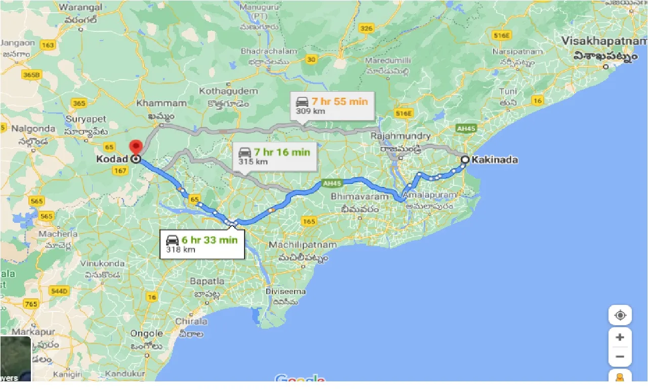 kakinada-to-kodad-one-way