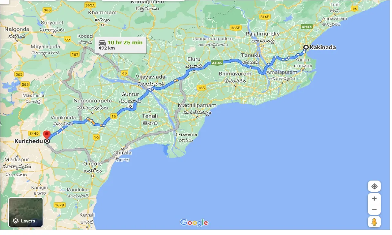 kakinada-to-kurichedu-one-way
