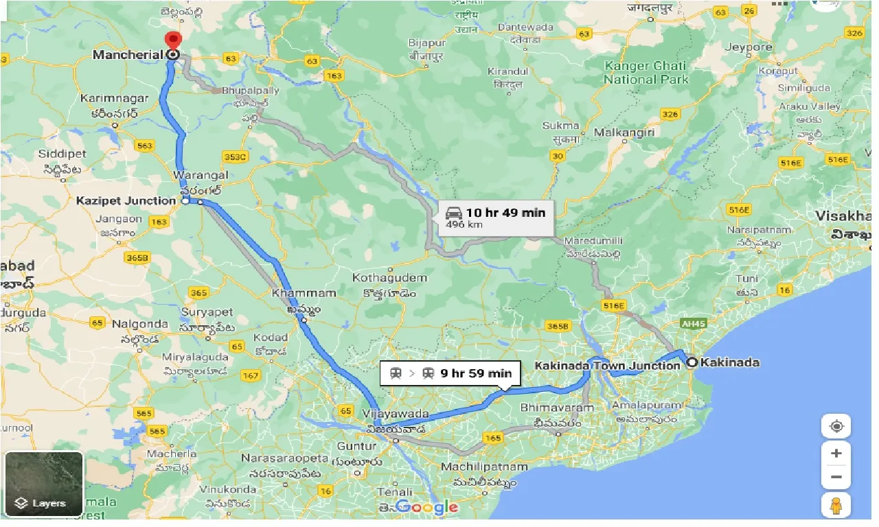 kakinada-to-mancherial-one-way