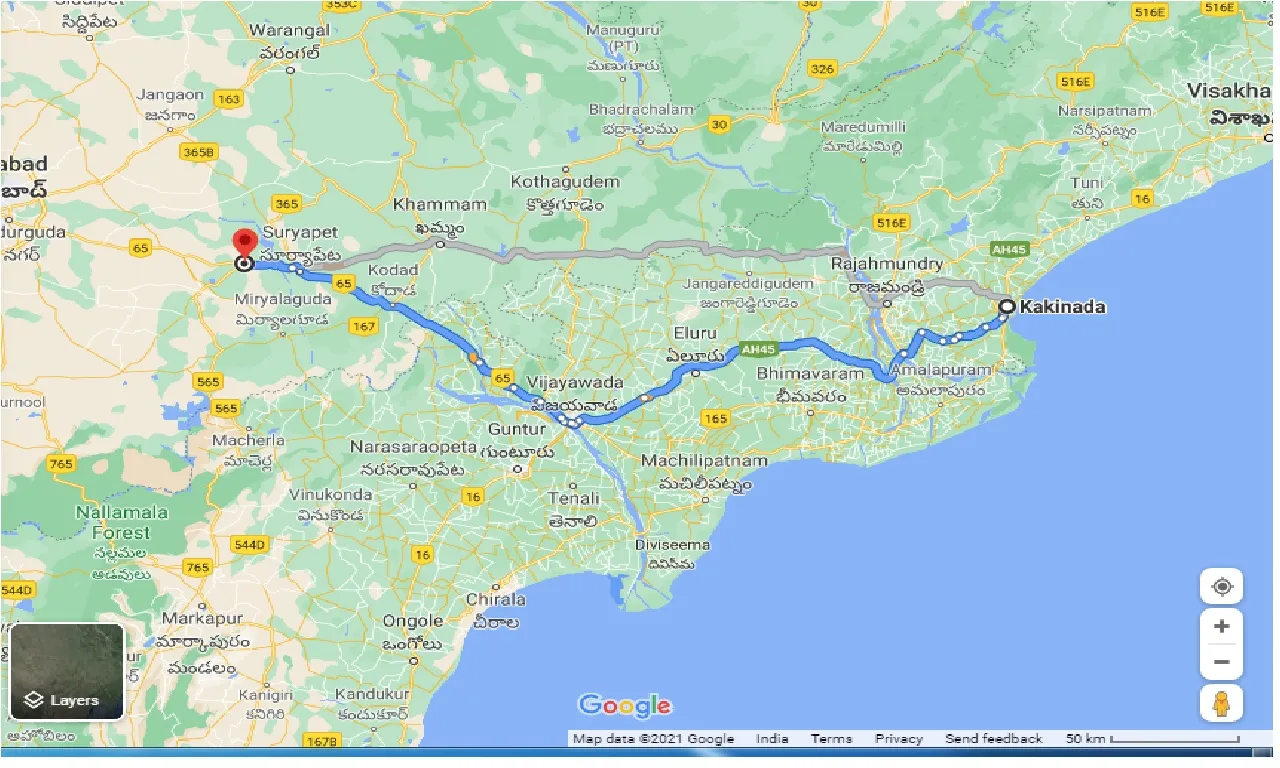 kakinada-to-nakrekal-one-way
