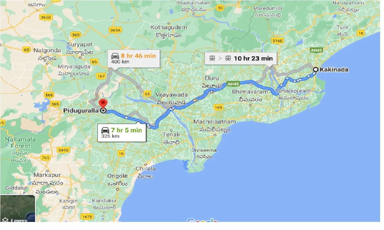kakinada-to-piduguralla-one-way