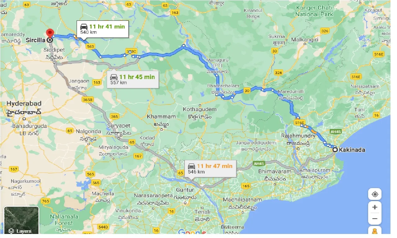 kakinada-to-sircilla-one-way