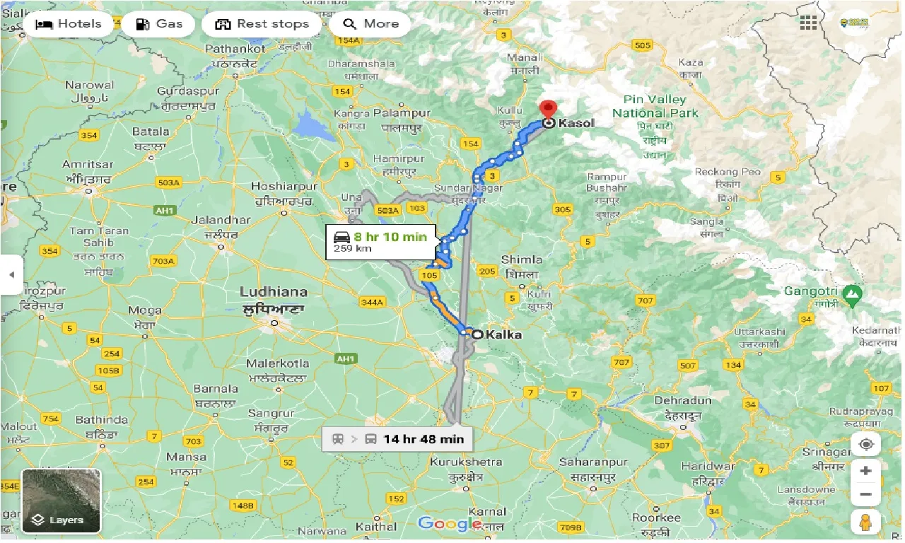 kalka-to-kasol-round-trip