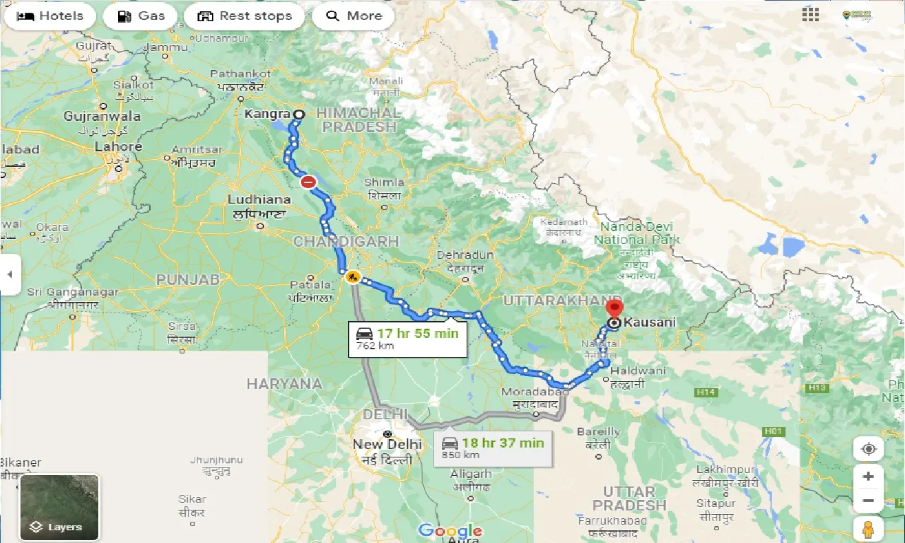 kangra-to-kausani-taxi