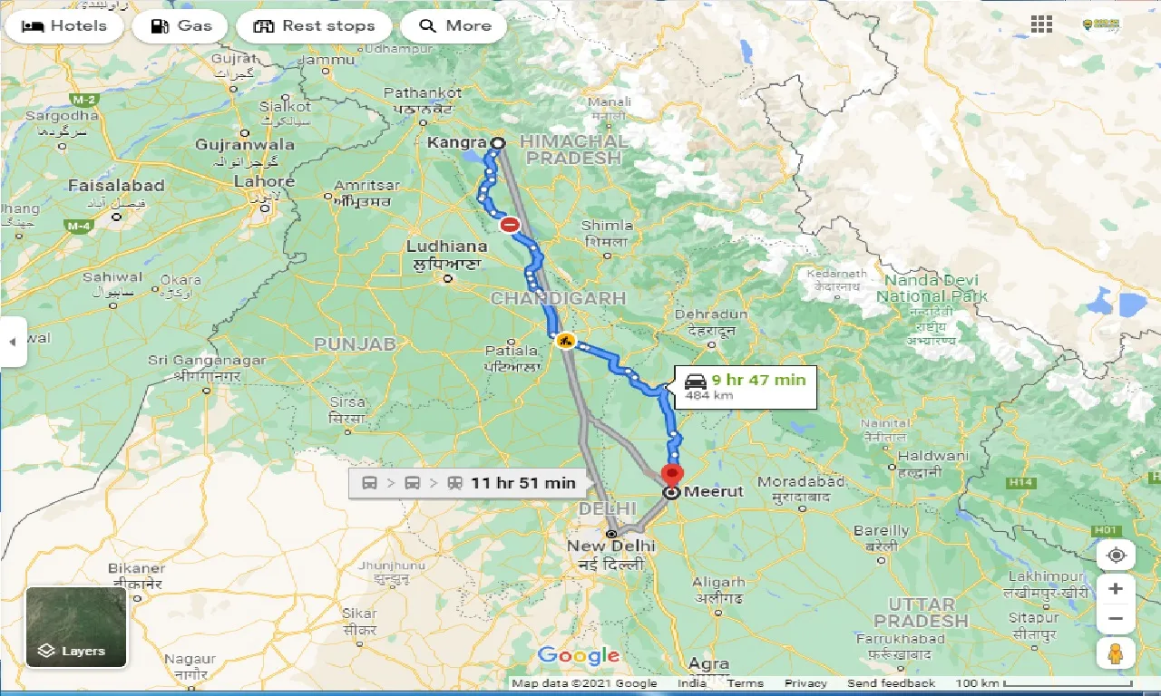 kangra-to-meerut-taxi