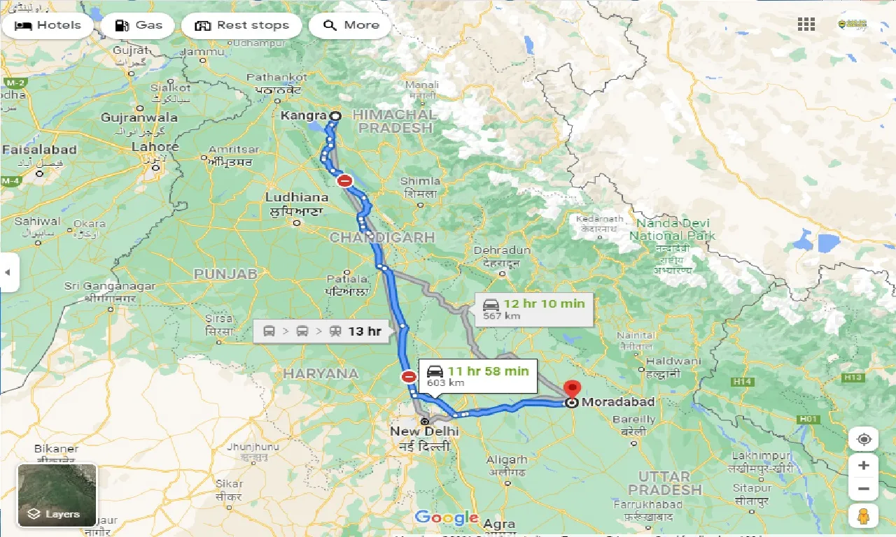 kangra-to-moradabad-taxi