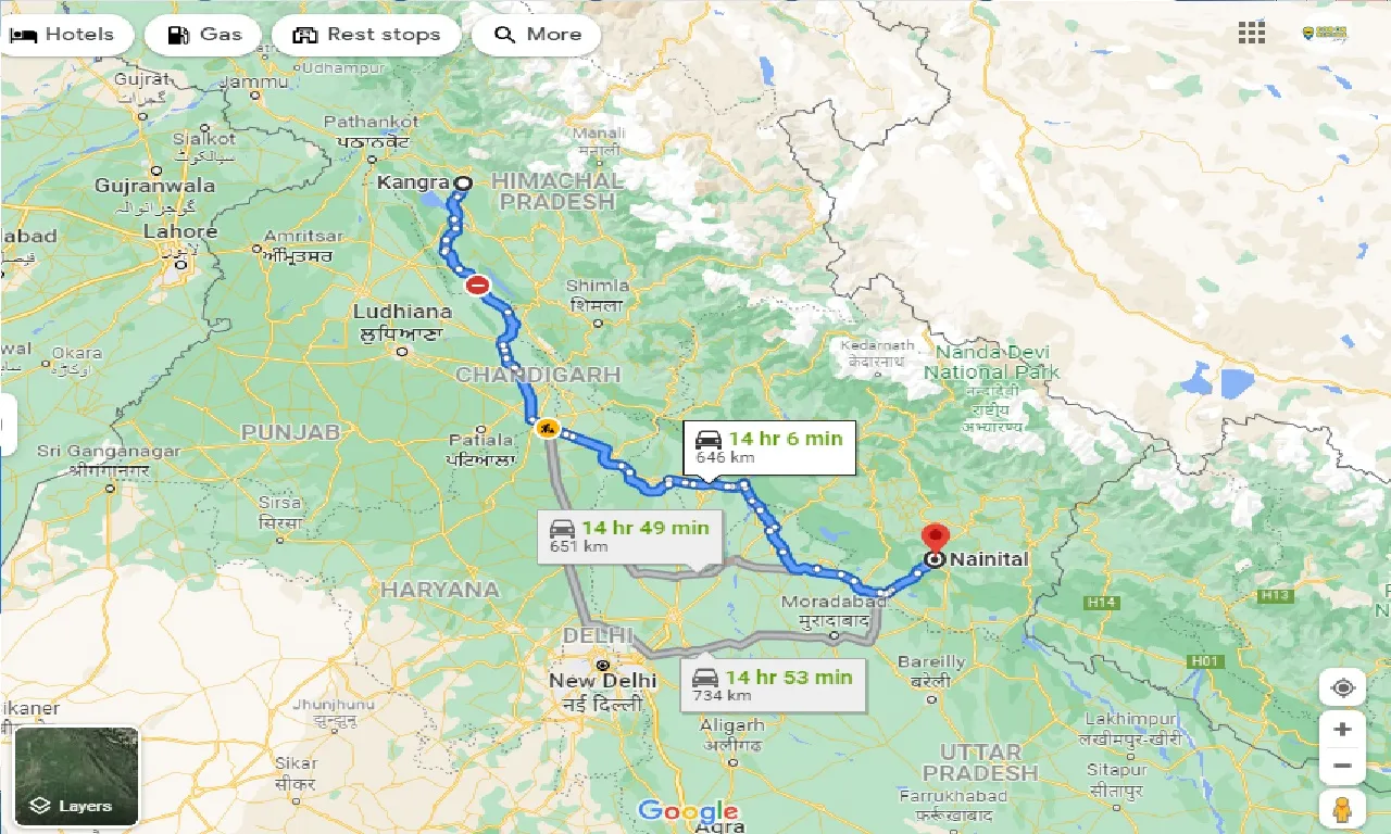 kangra-to-nainital-taxi