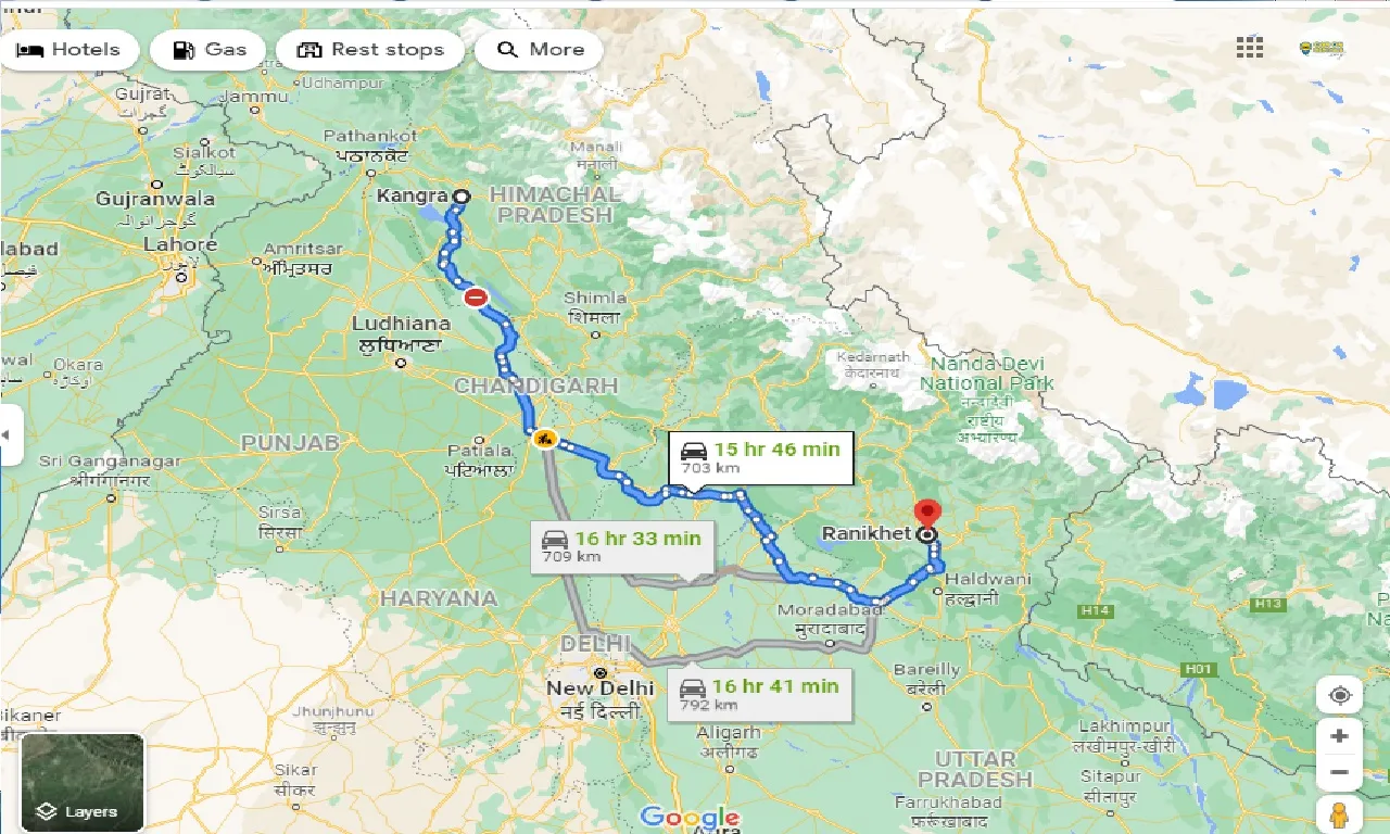 kangra-to-ranikhet-taxi