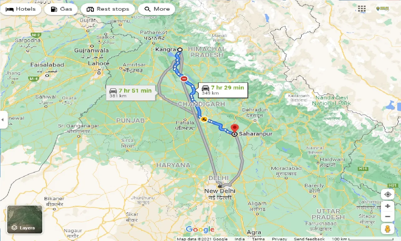 kangra-to-saharanpur-taxi
