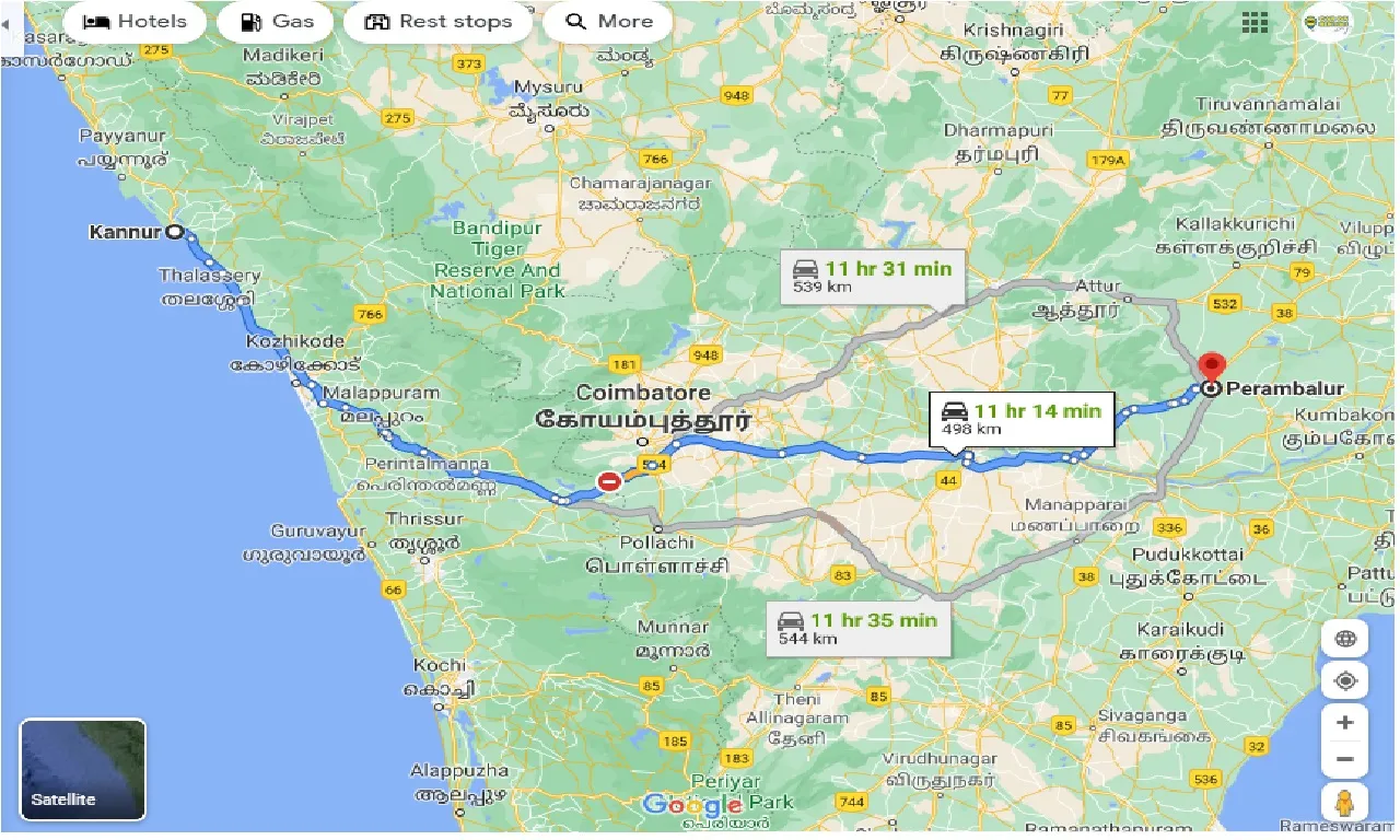 kannur-to-perambalur-taxi