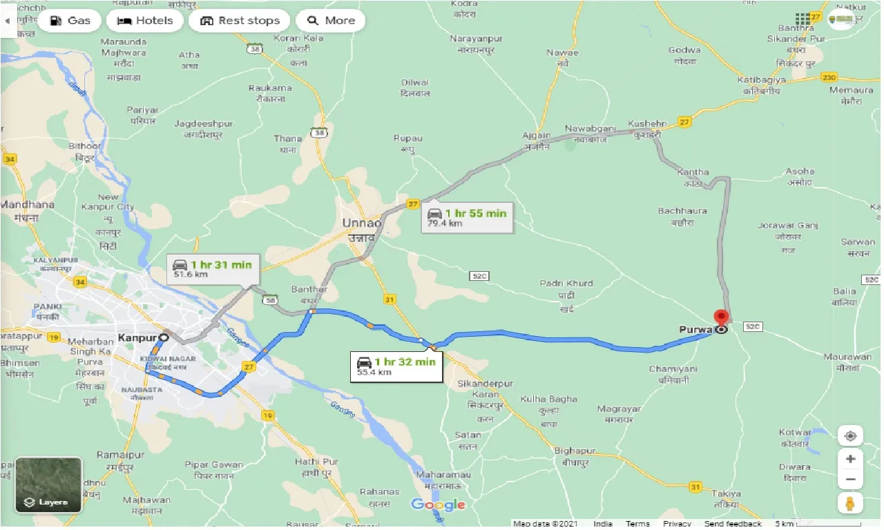 kanpur-to-purwa-one-way