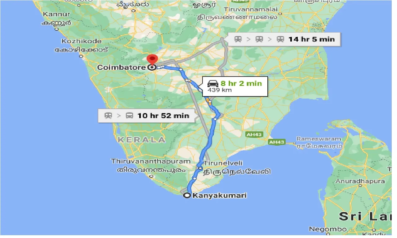 kanyakumari-to-coimbatore-one-way