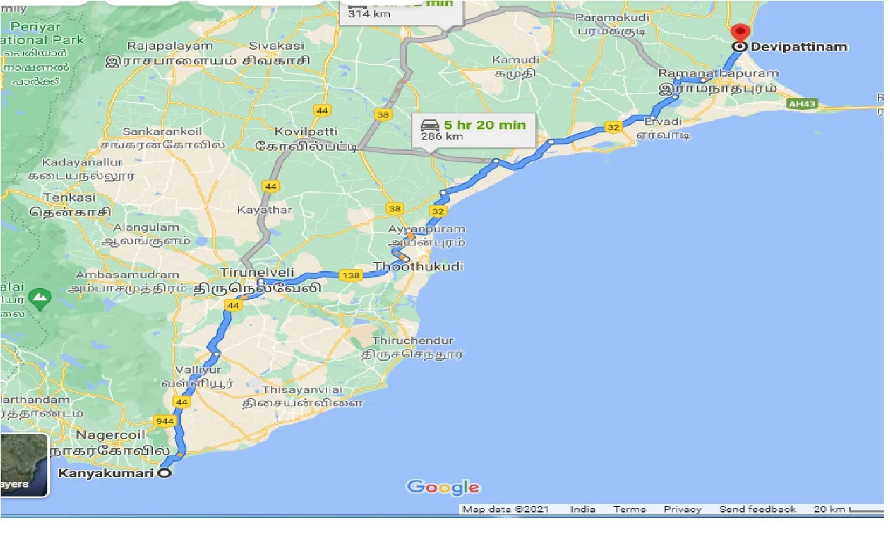 kanyakumari-to-devipattinam-taxi