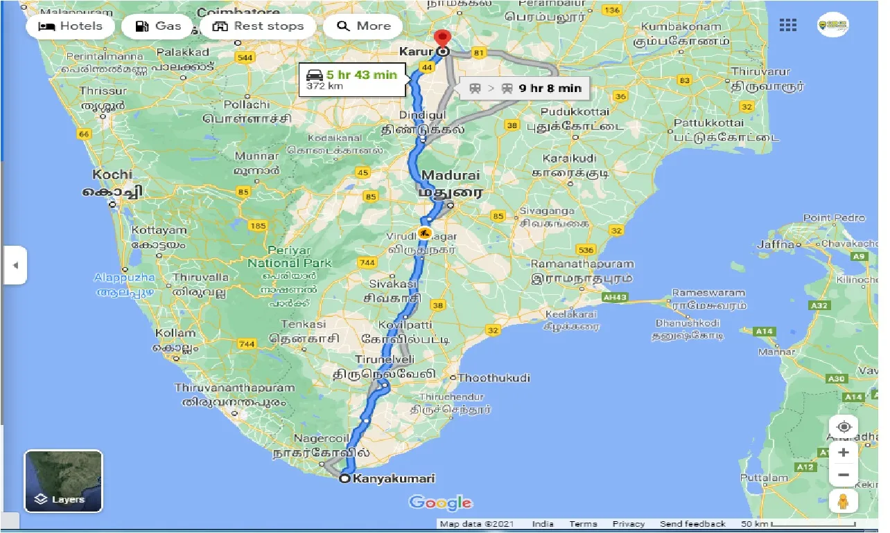 kanyakumari-to-karur-round-trip