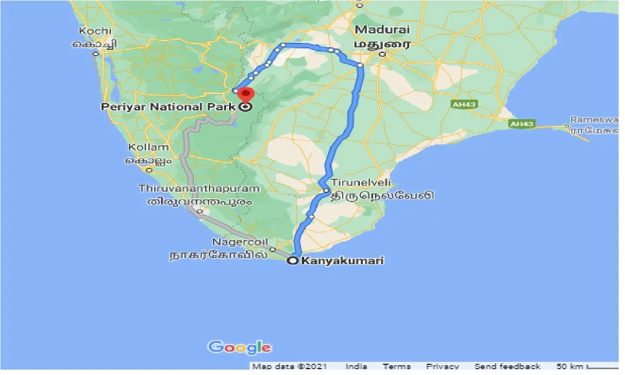 kanyakumari-to-periyar-national-park-taxi