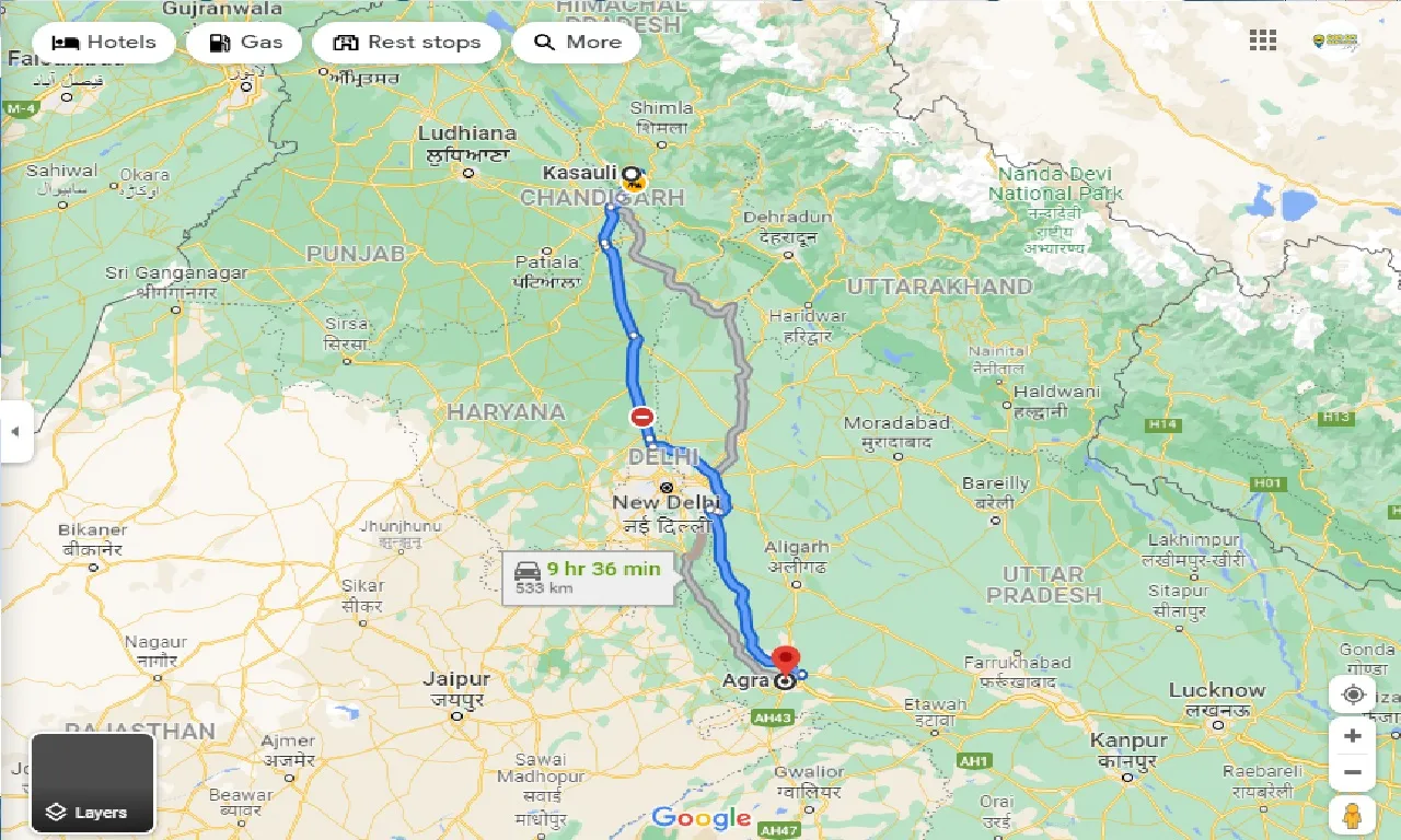 kasauli-to-agra-taxi