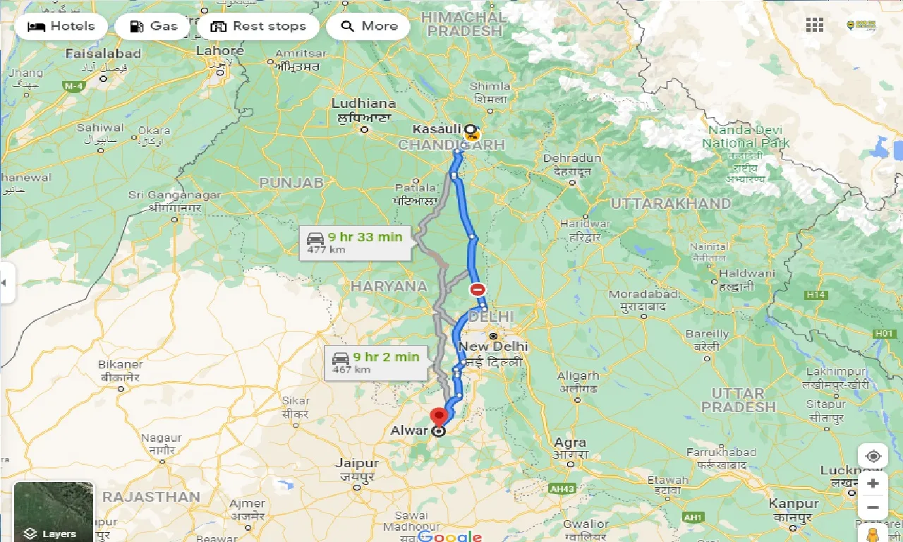 kasauli-to-alwar-taxi