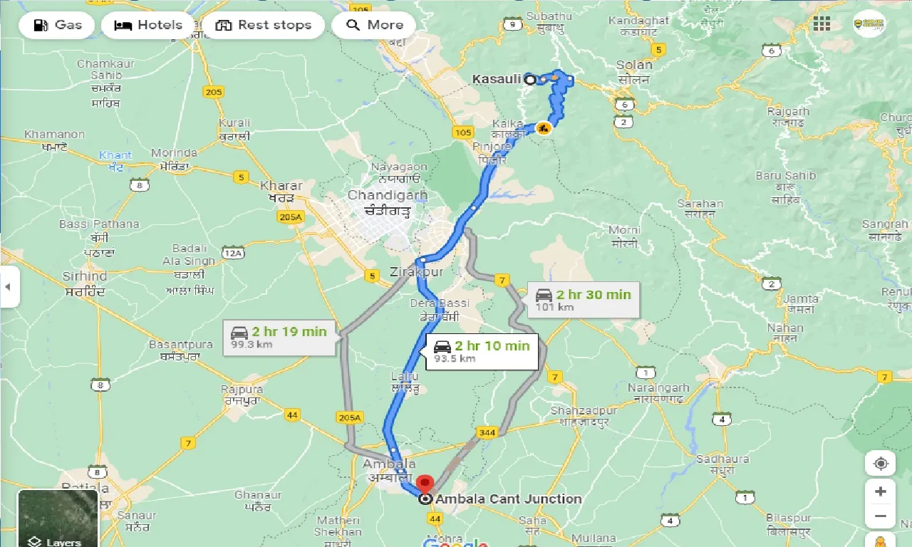 kasauli-to-ambala-cantt-railway-station-one-way