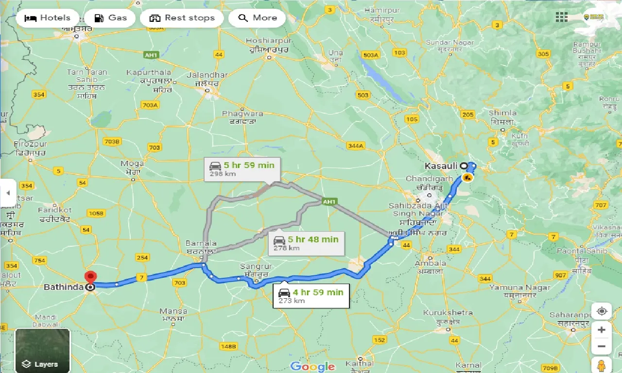 kasauli-to-bhatinda-taxi