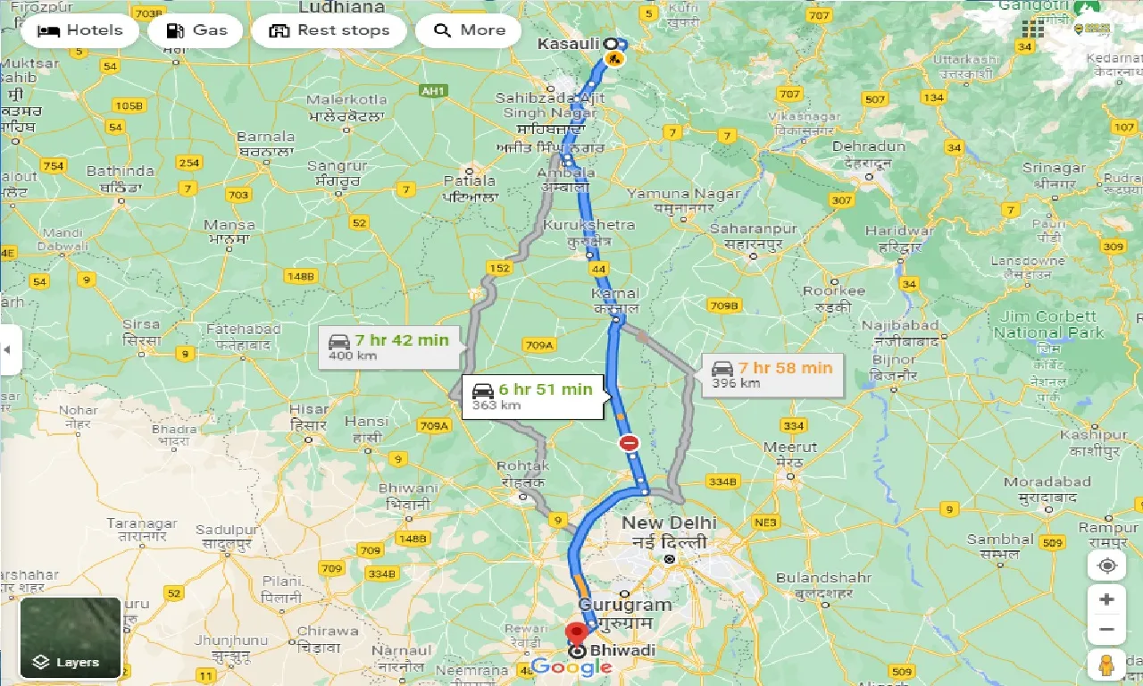 kasauli-to-bhiwadi-one-way