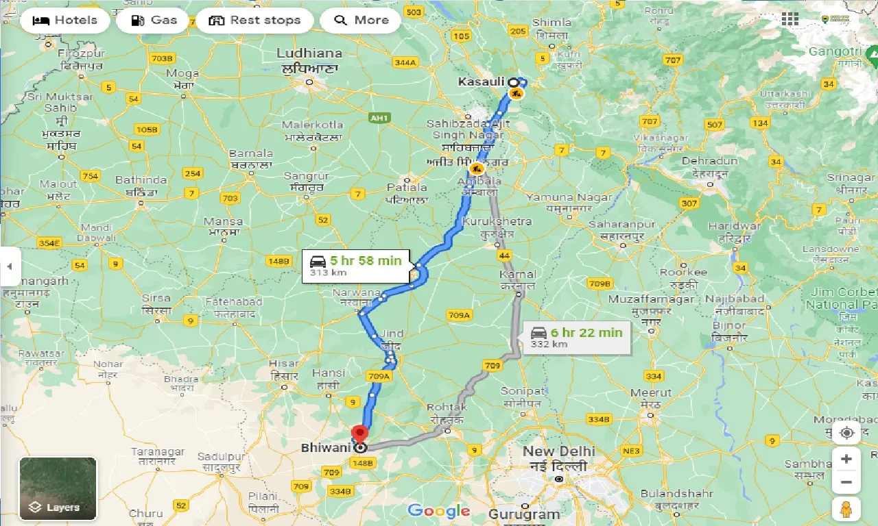 kasauli-to-bhiwani-taxi