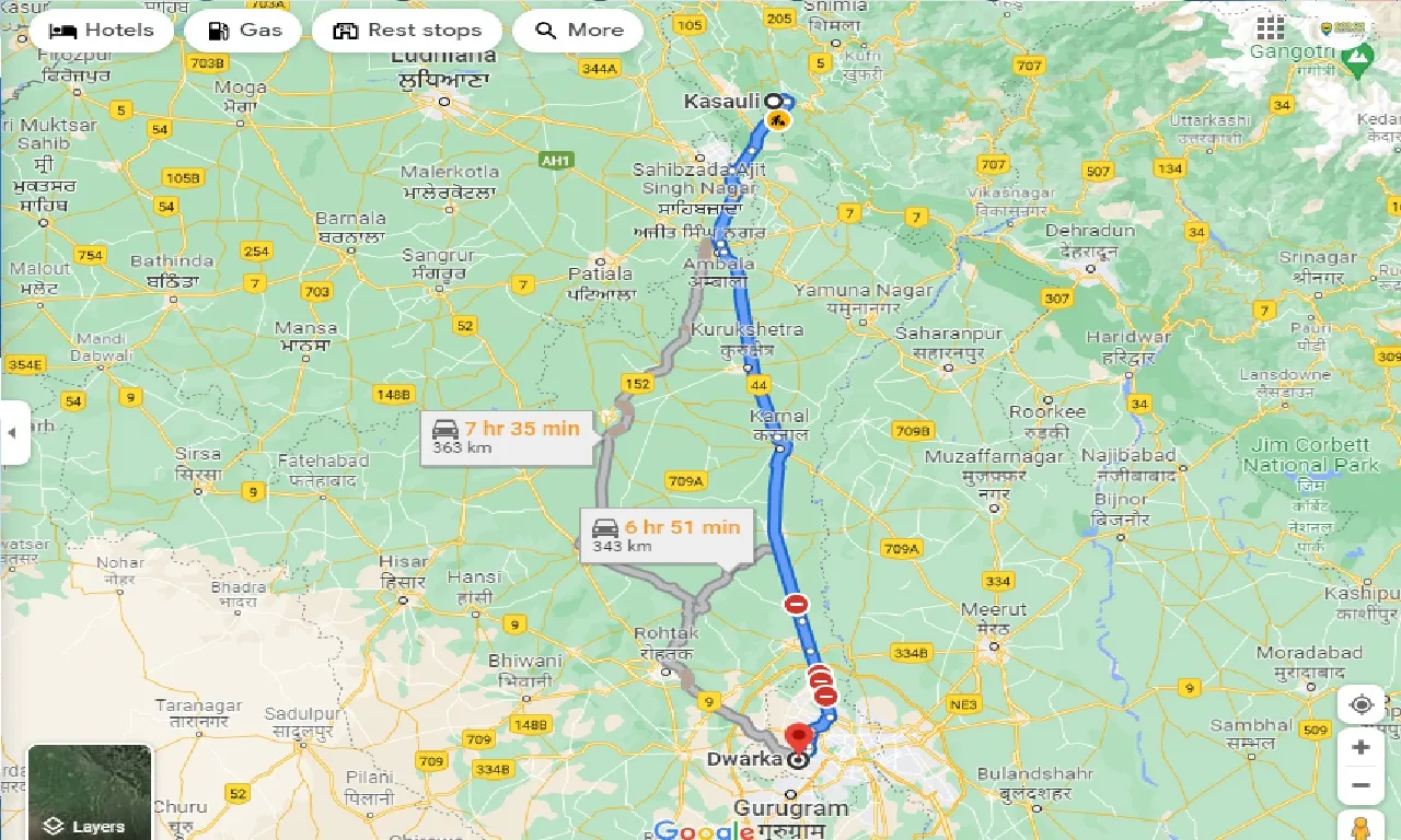 kasauli-to-dwarka-delhi-taxi