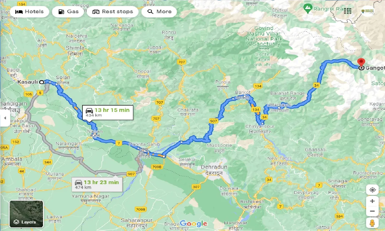 kasauli-to-gangotri-one-way