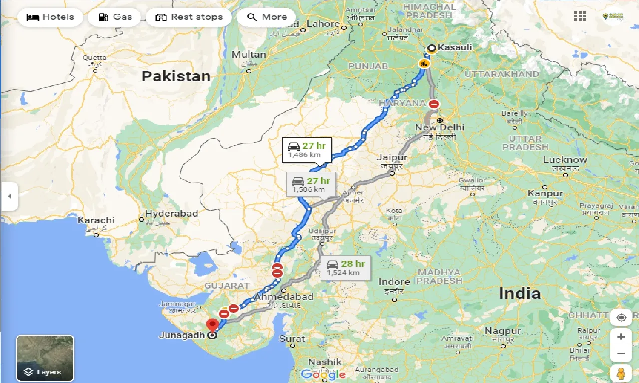kasauli-to-junagadh-one-way