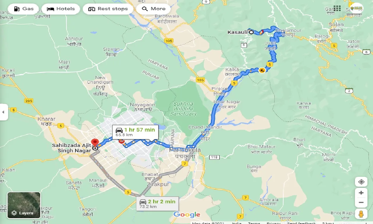 kasauli-to-mohali-taxi