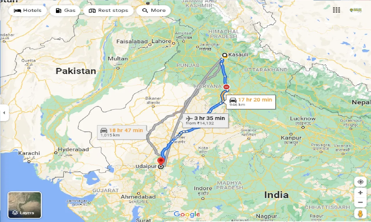 kasauli-to-udaipur-one-way