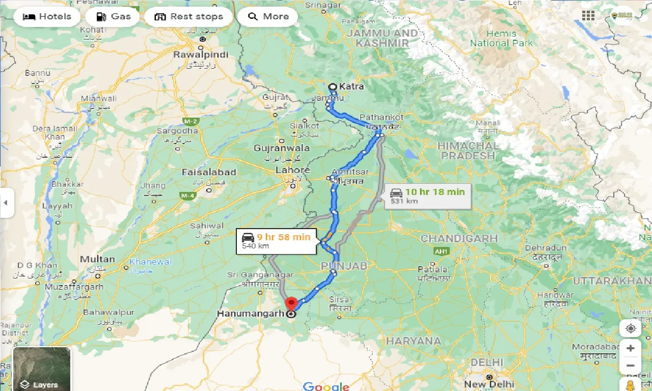 katra-to-hanumangarh-taxi