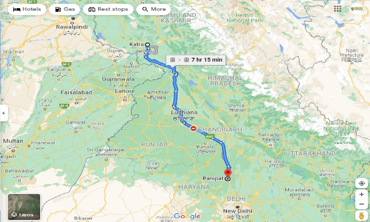 katra-to-panipat-one-way