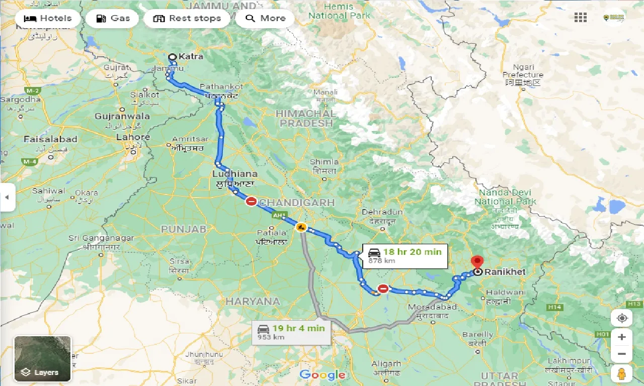 katra-to-ranikhet-taxi