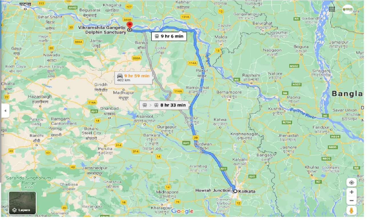 kolkata-to-vikramshila-gangetic-dolphin-sanctuary-one-way