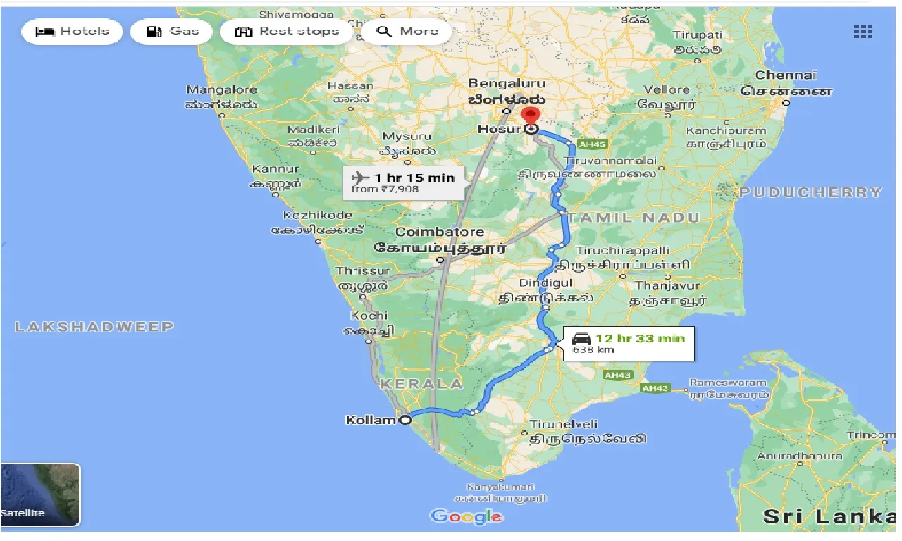 kollam-to-hosur-taxi