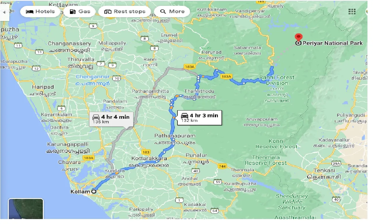 kollam-to-periyar-national-park-taxi