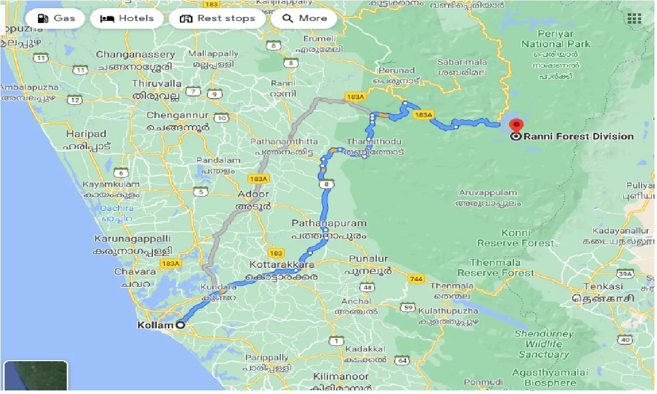kollam-to-ranni-forest-division-one-way