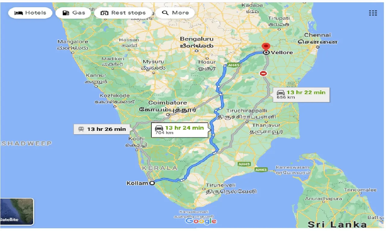 kollam-to-vellore-one-way