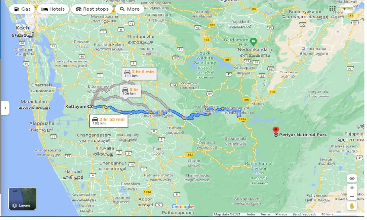 kottayam-to-periyar-national-park-one-way