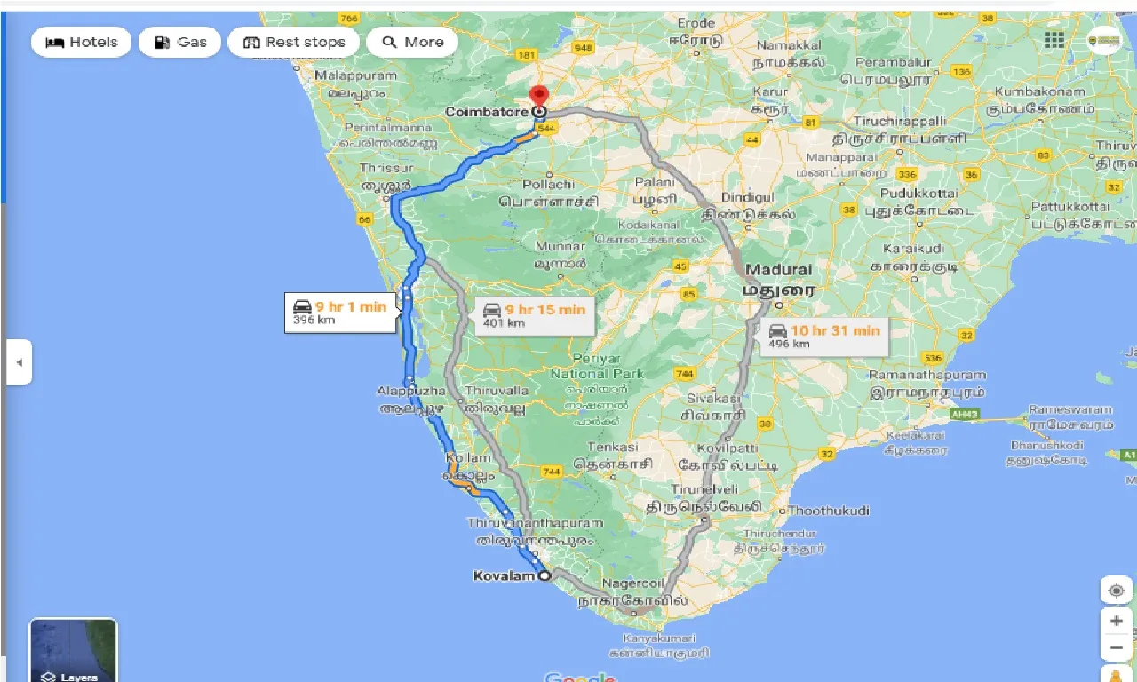 kovalam-to-coimbatore-one-way