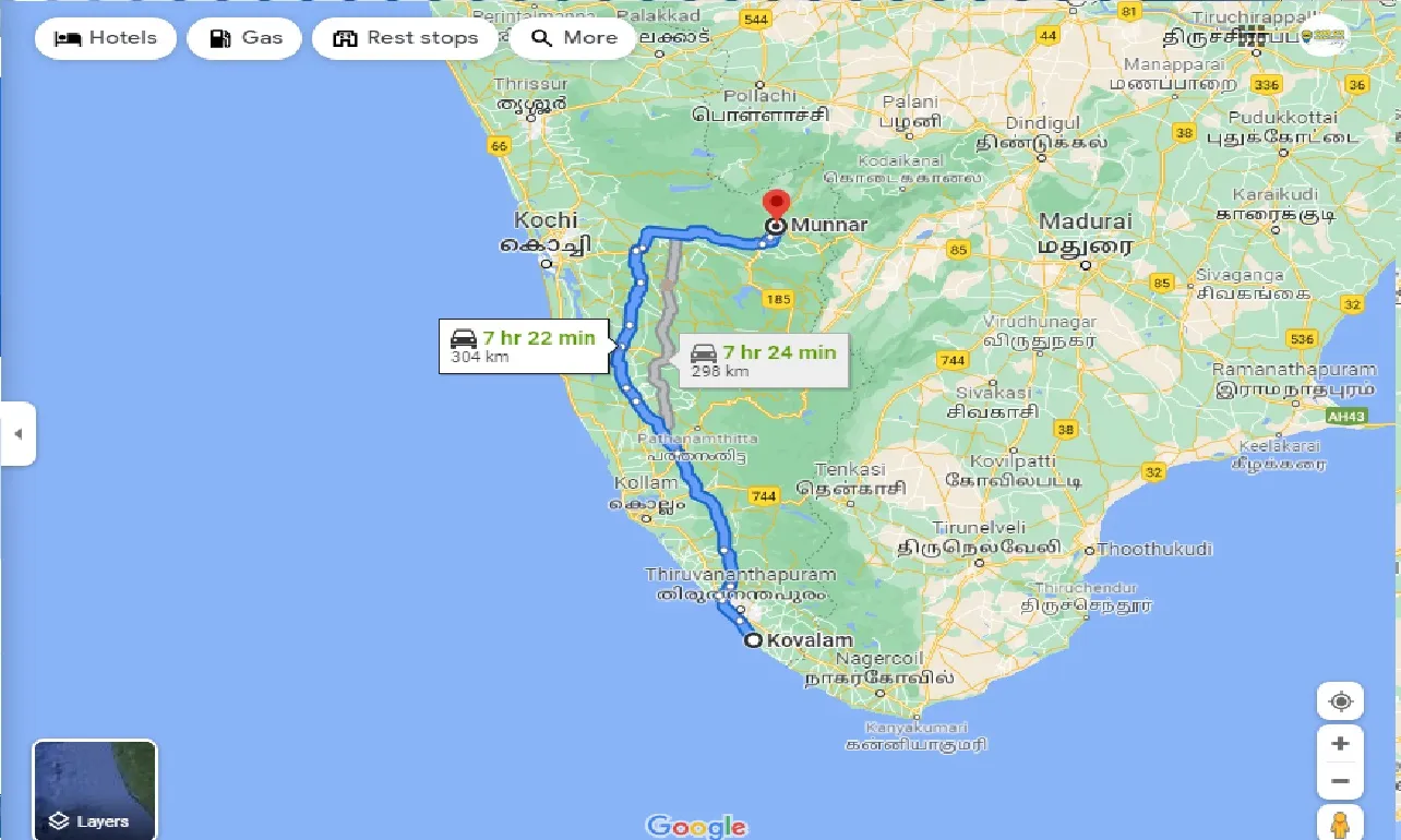 kovalam-to-munnar-one-way