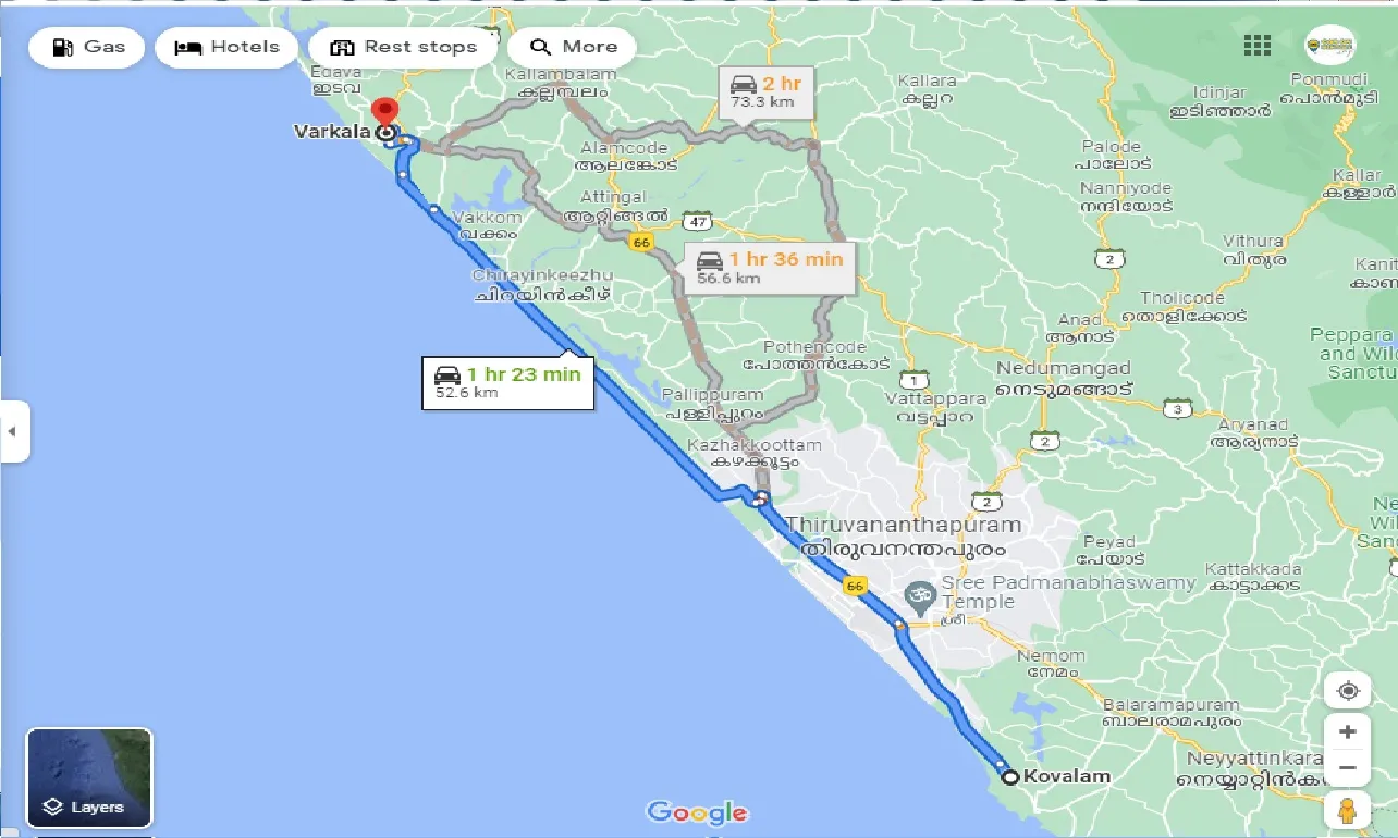 kovalam-to-varkala-one-way
