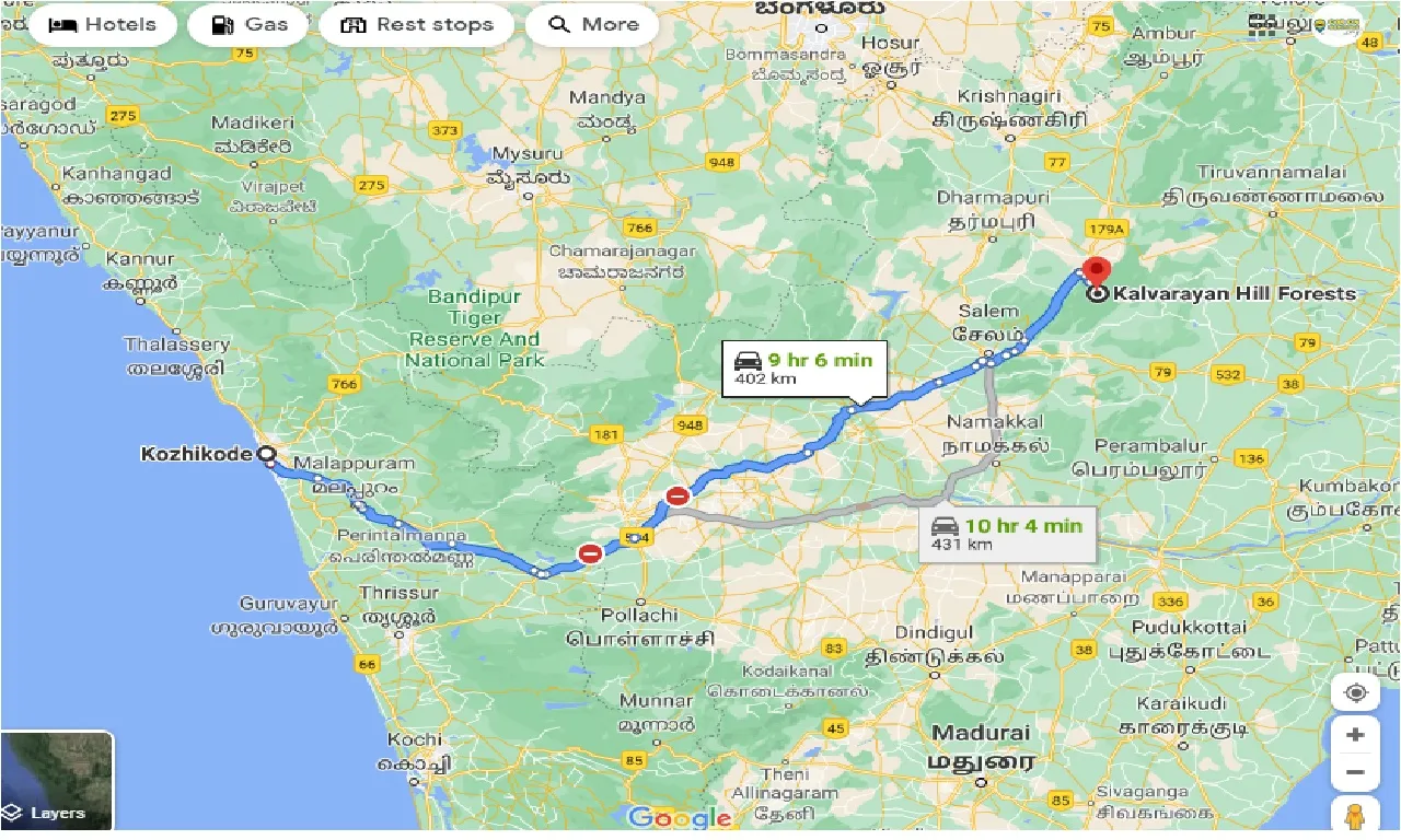 kozhikode-to-kalvarayan-hill-forests-taxi