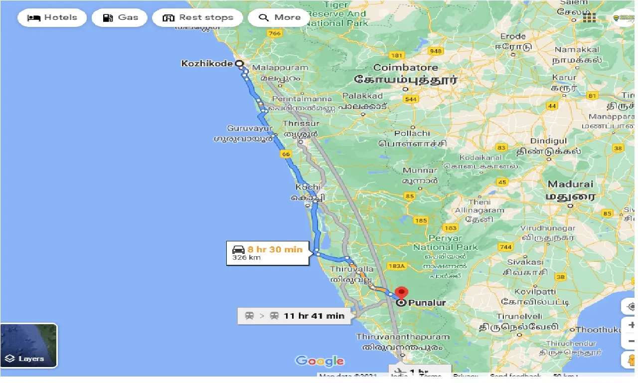 kozhikode-to-punalur-one-way
