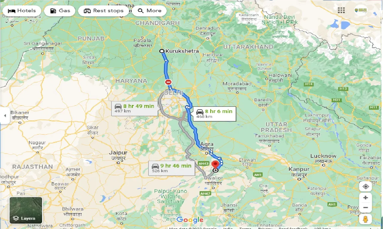 kurukshetra-to-ambah-one-way