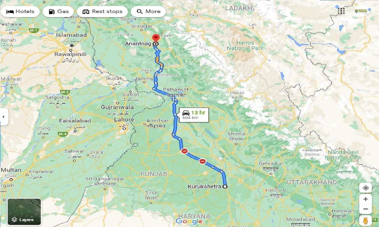kurukshetra-to-anantnag-one-way
